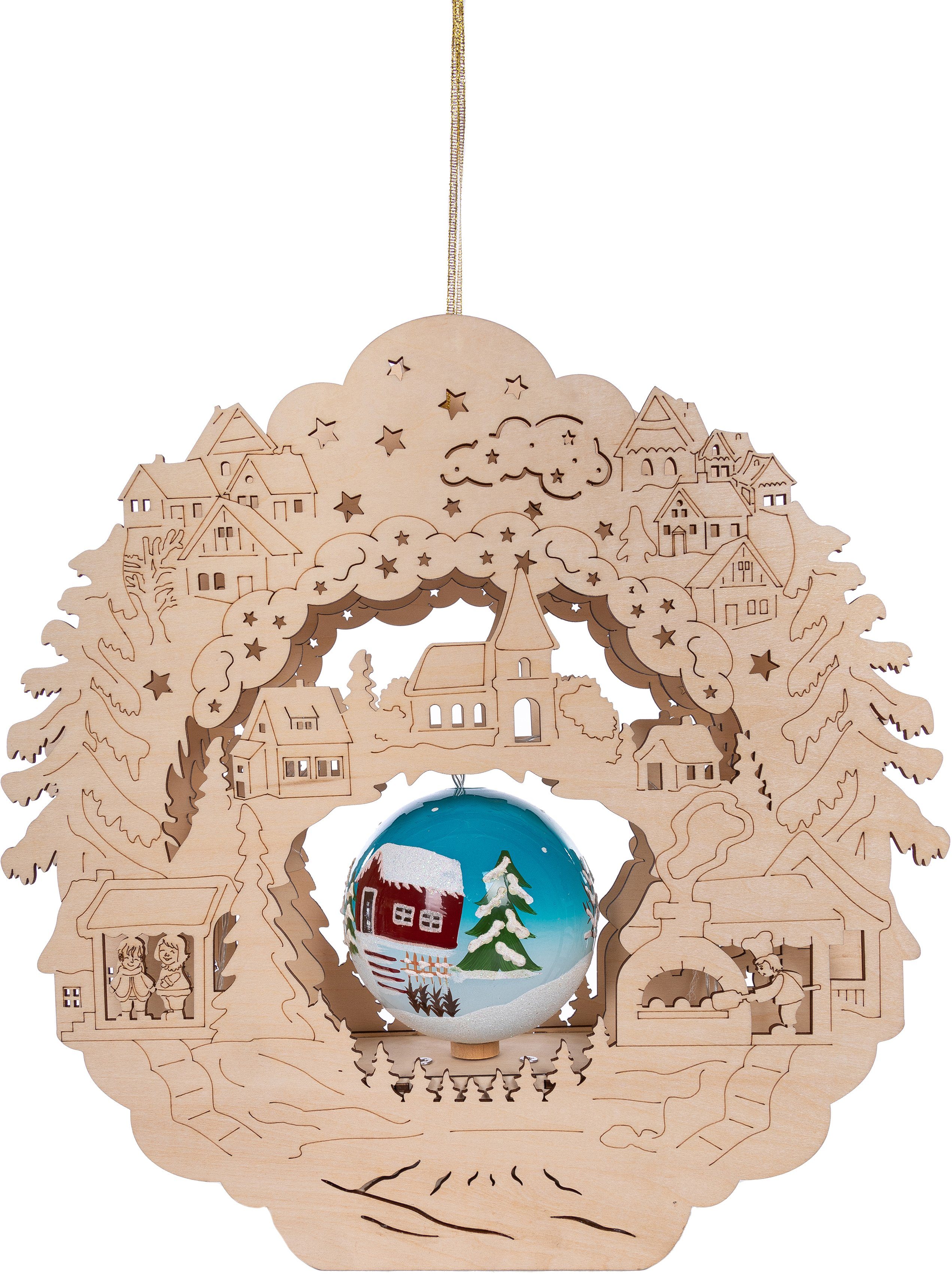 Myflair Möbel mit Höhe cm 32 fest & Weihnachtsdeko, Weihnachtskugel, aus Accessoires drehbarer Holz, ca. Dekolicht integriert, LED