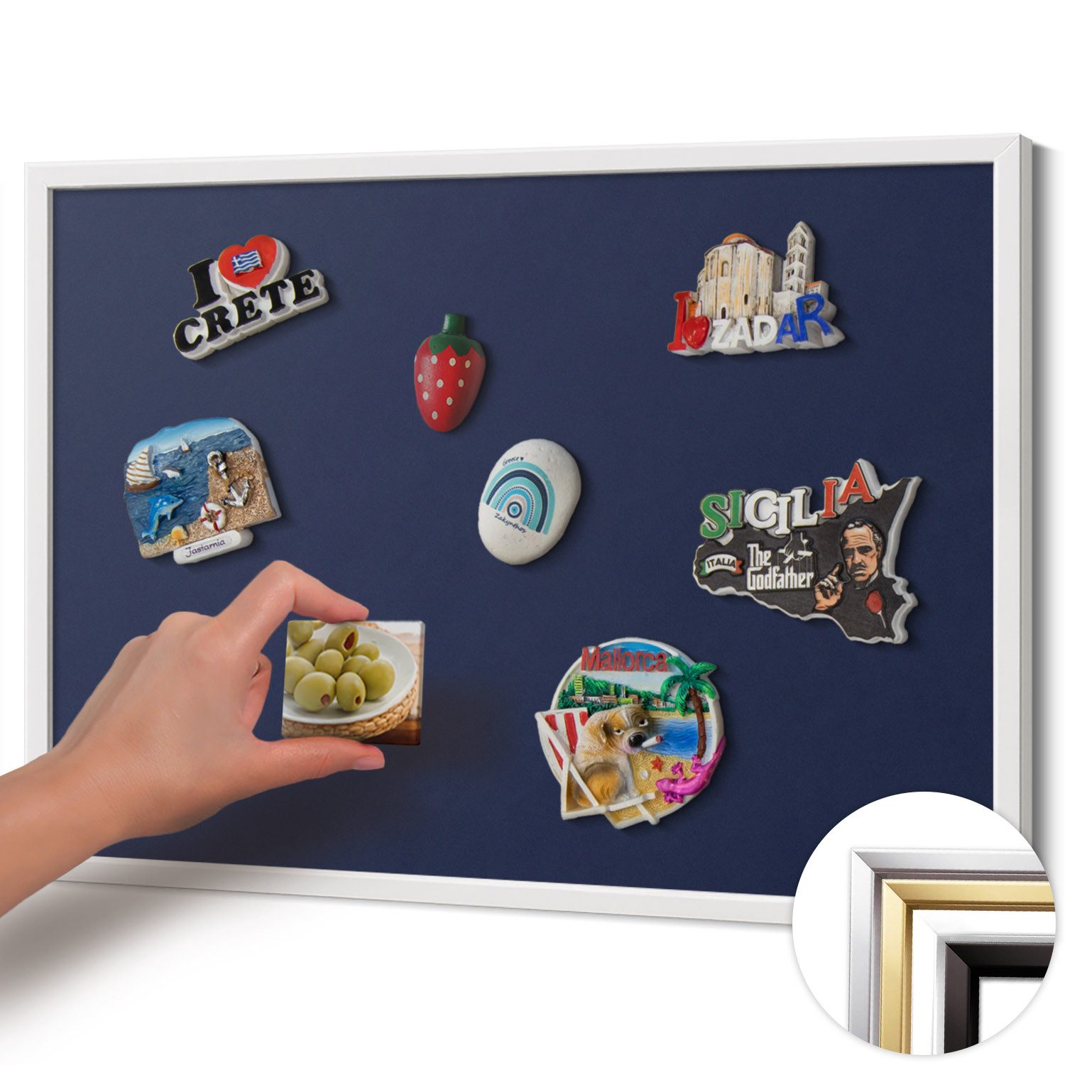 Tulup Magnettafel mit weißem Rahmen, Magnettafel mit Farbvariationen, Wandtafel, Magnetisches Memoboard Dekorative für Erinnerungen