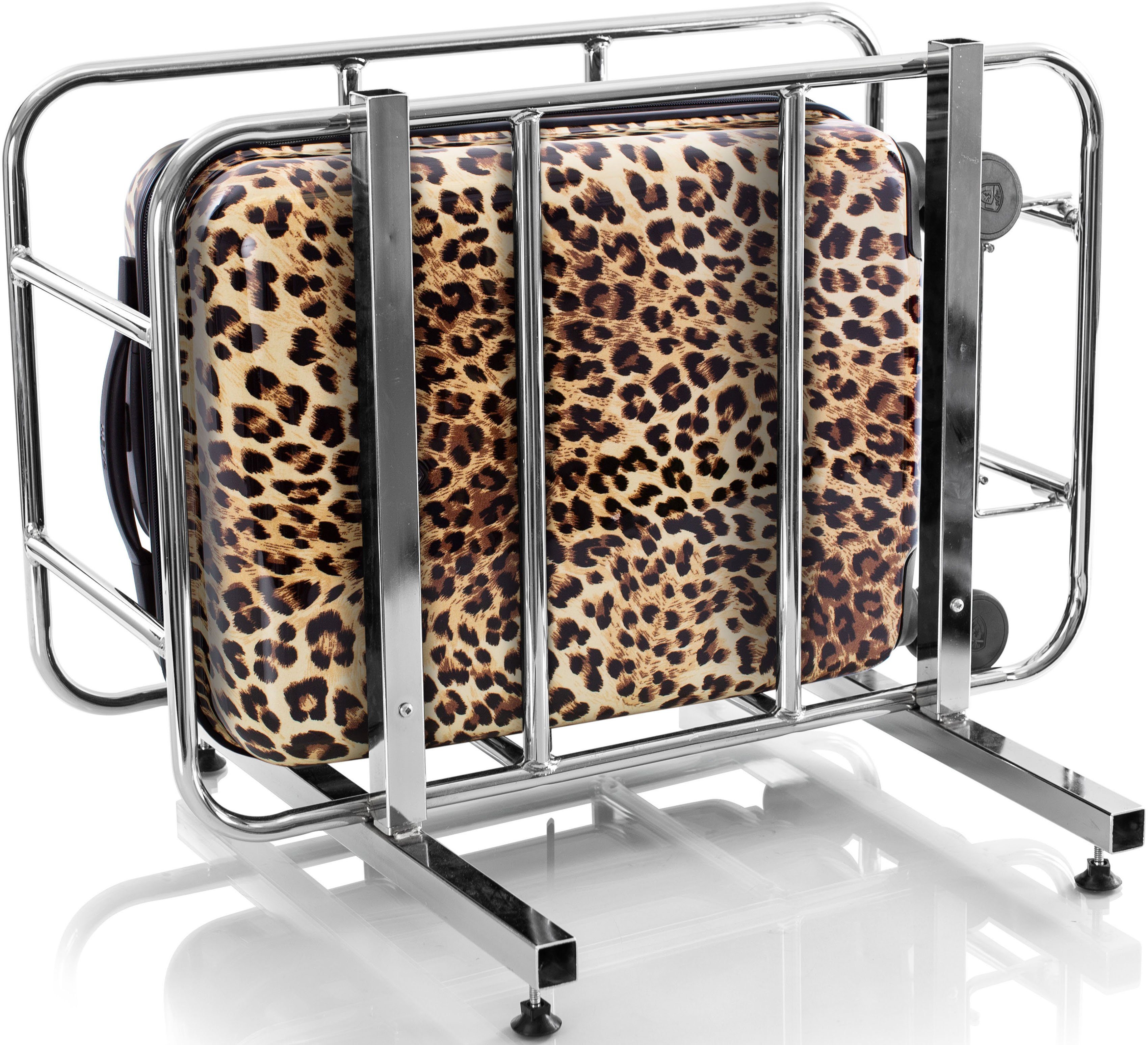 Heys Hartschalen-Trolley Leopard, 53 cm, mit 4 Volumenerweiterung Rollen, Leopard Brown