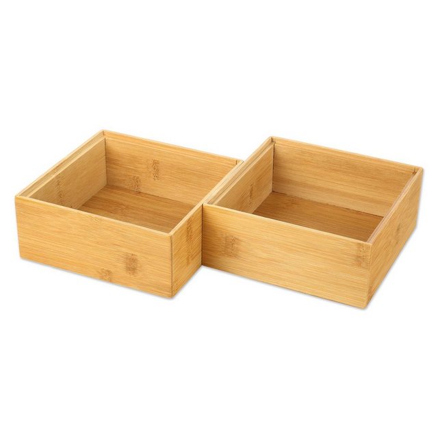 Schramm Organizer “Schramm® 2 Stück Aufbewahrungsboxen aus Bambus stapelbar 4 Größen Schubladen Box Ordnungsbox Boxen Organizer Aufbewahrung Set” (15 St)