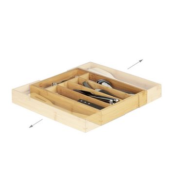 relaxdays Besteckkasten Besteckkasten Bambus 40cm ausziehbar