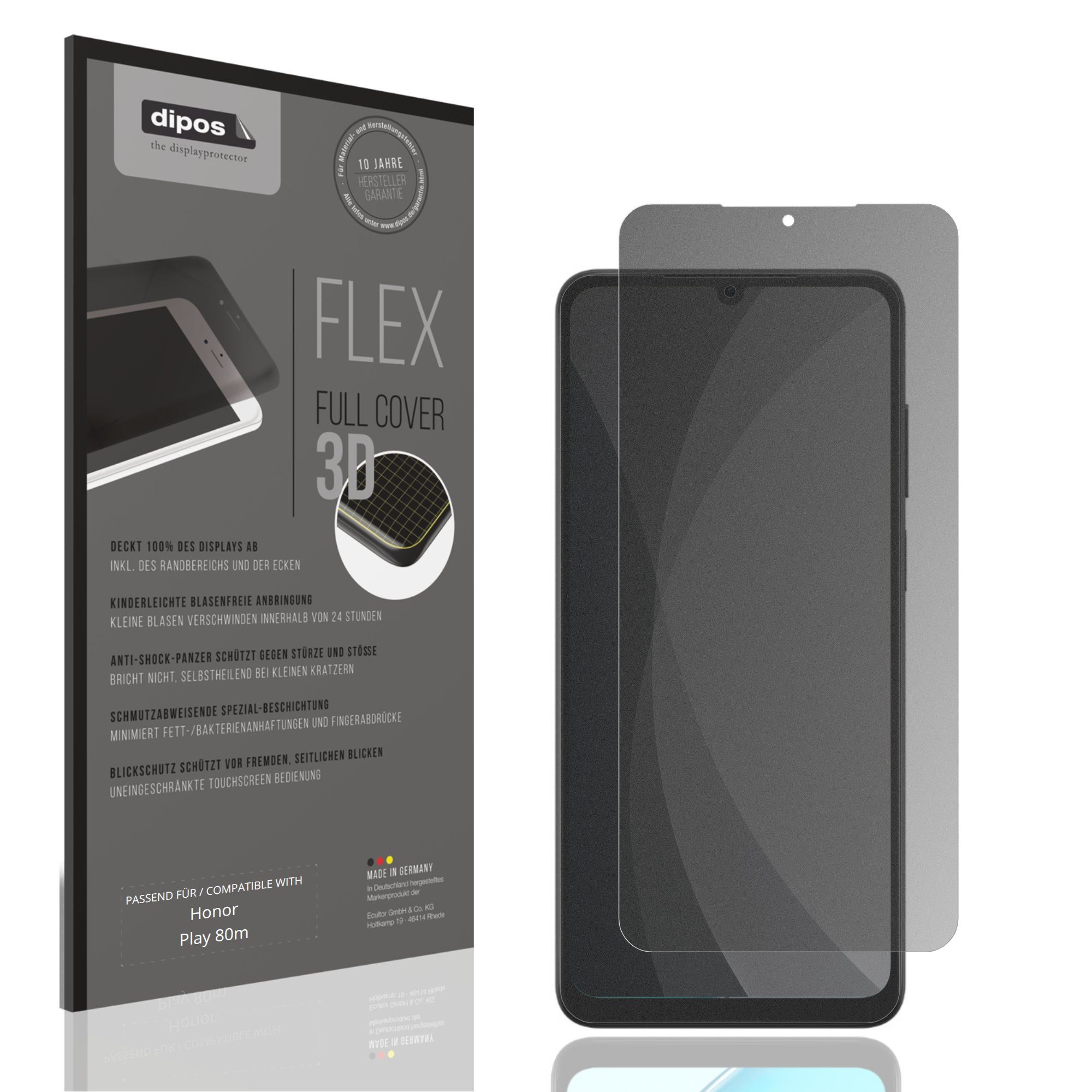 dipos Displayschutzfolie Schutzfolie für Honor Play 80m, 1 Stück, Displayschutz Schutz Folie Made in Germany