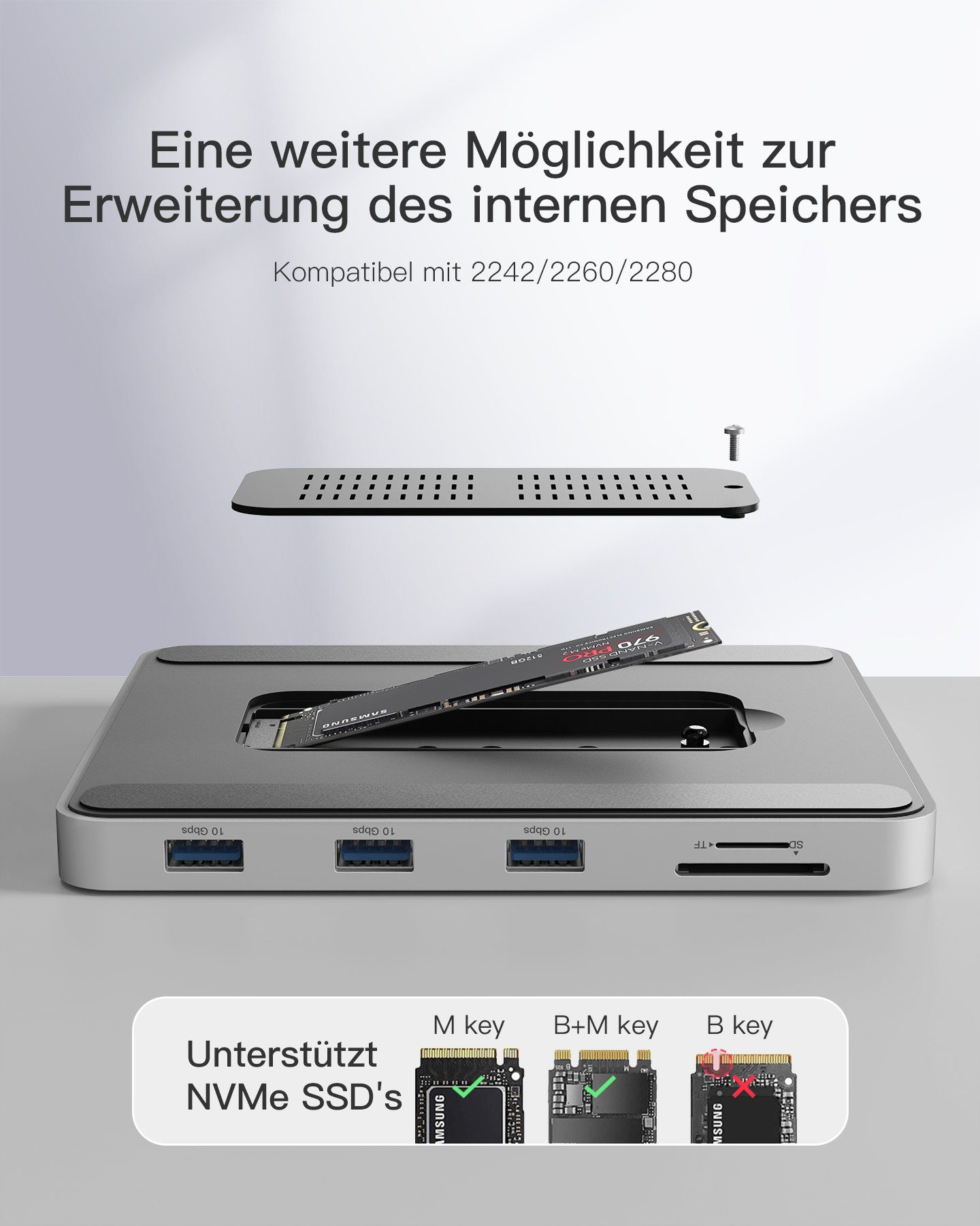 Inateck iMac Docking Station für iMac 24 Zoll M4/M3/M1, 2024/2023/2021 Adapter USB-C zu USB-C