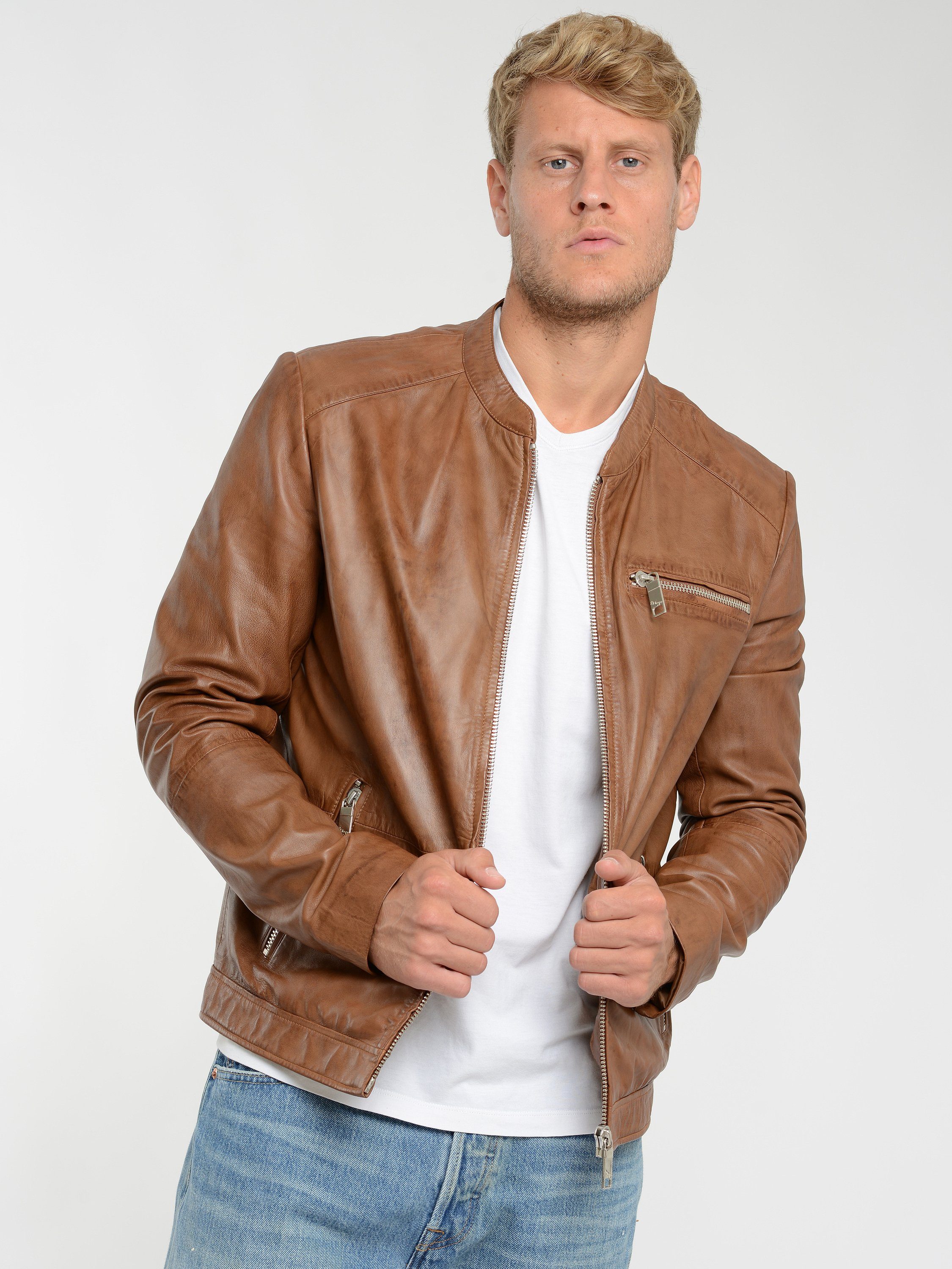 cognac Lederjacke 42020524 Maze