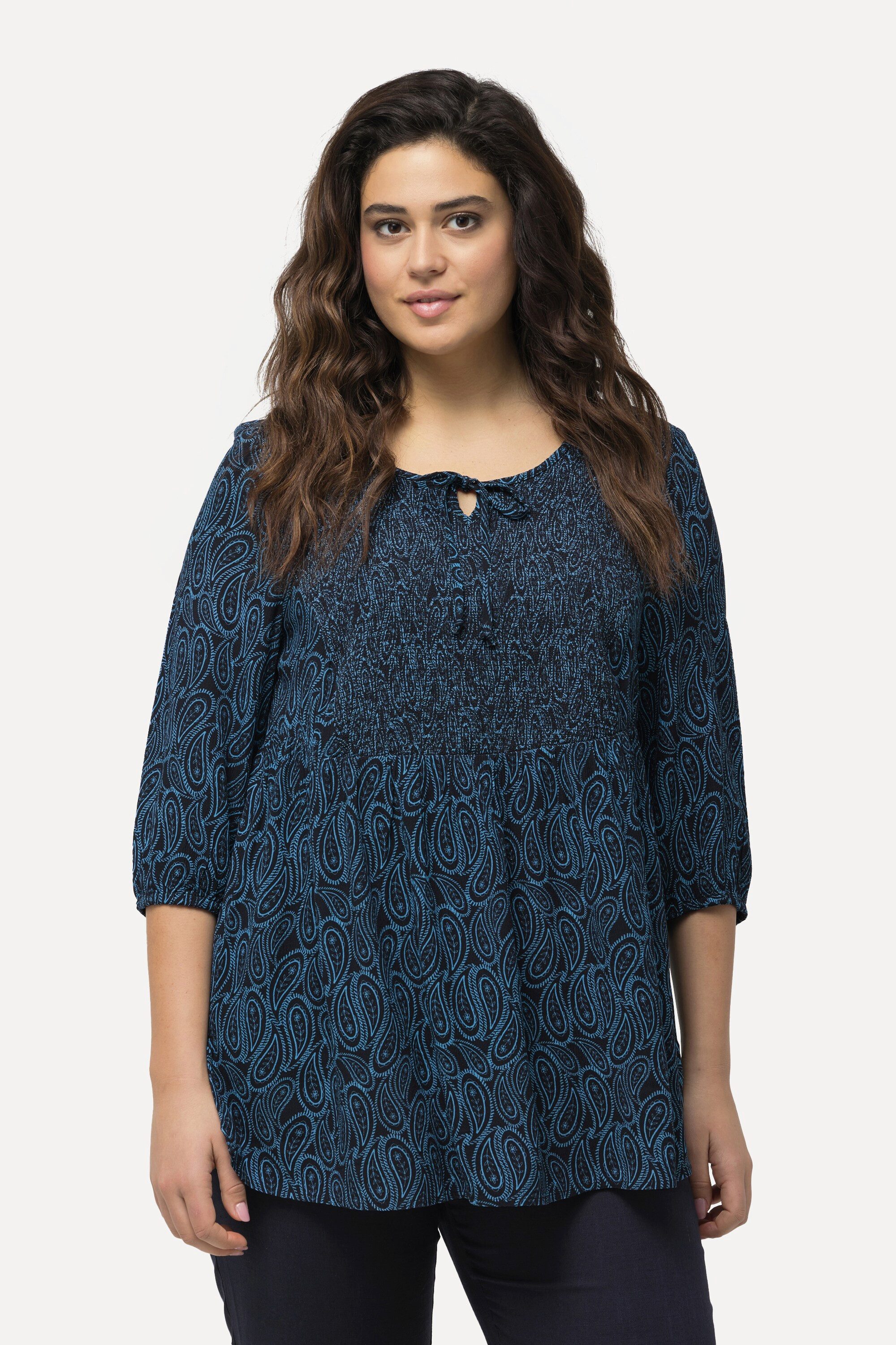 Ulla Popken Tunika Bluse gesmokt A-Linie günstig online kaufen