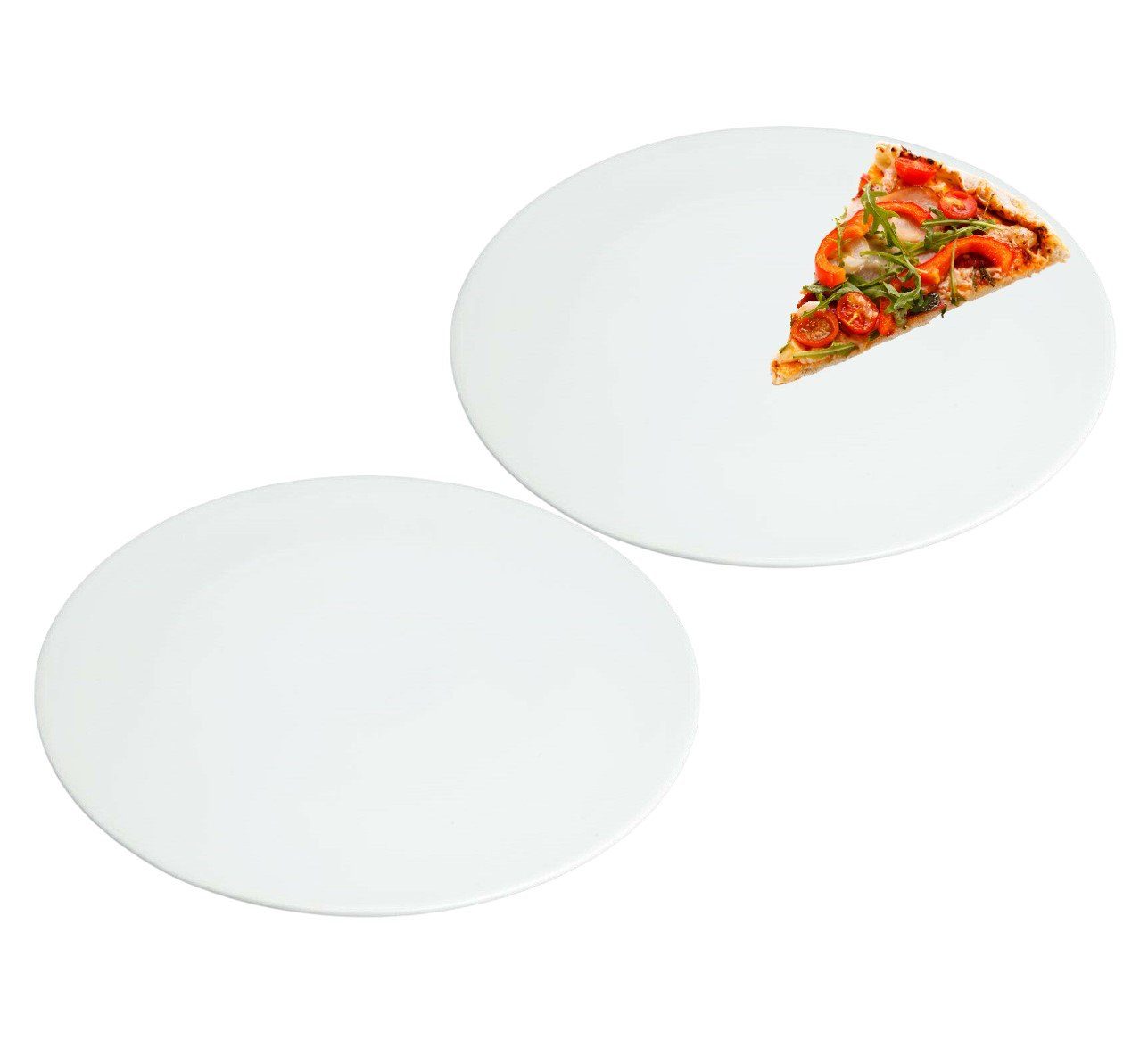 Teller Emilja Auswahl, - Mengen Rand flach - zur Pizzateller Porzellan Pizzateller besonders flache 32cm (2 St), ohne