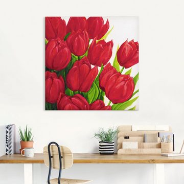 Artland Leinwandbild Rote Tulpen, Blumen (1 St), auf Keilrahmen gespannt