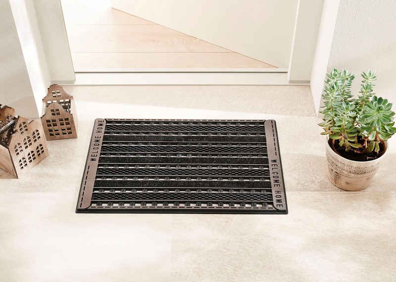 Fußmatte GC Clean Griddie, Home2Fashion, rechteckig, Höhe: 8 mm, Schmutzfangmatte, mit Spruch, robust, In- und Outdoor geeignet