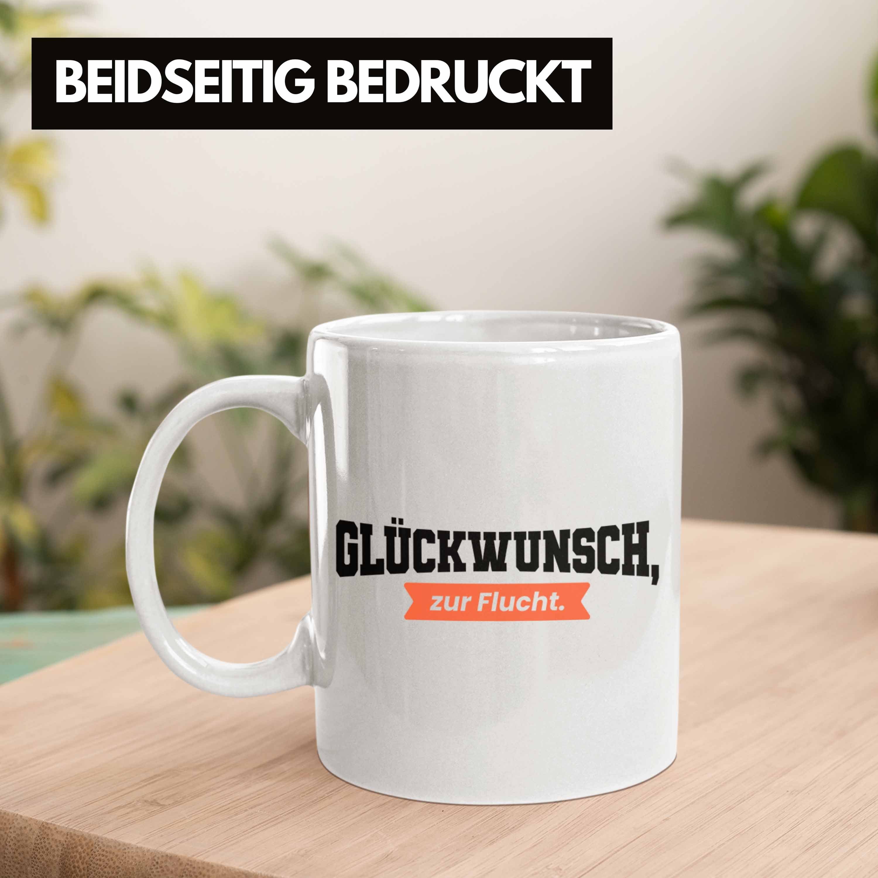 Geschenk Lustig Sprüche Tasse Glückwunsch Tasse Trendation Kollege Jobwechsel Flucht - Abschied Weiss Trendation Abschiedsgeschenk Kollegin Zur