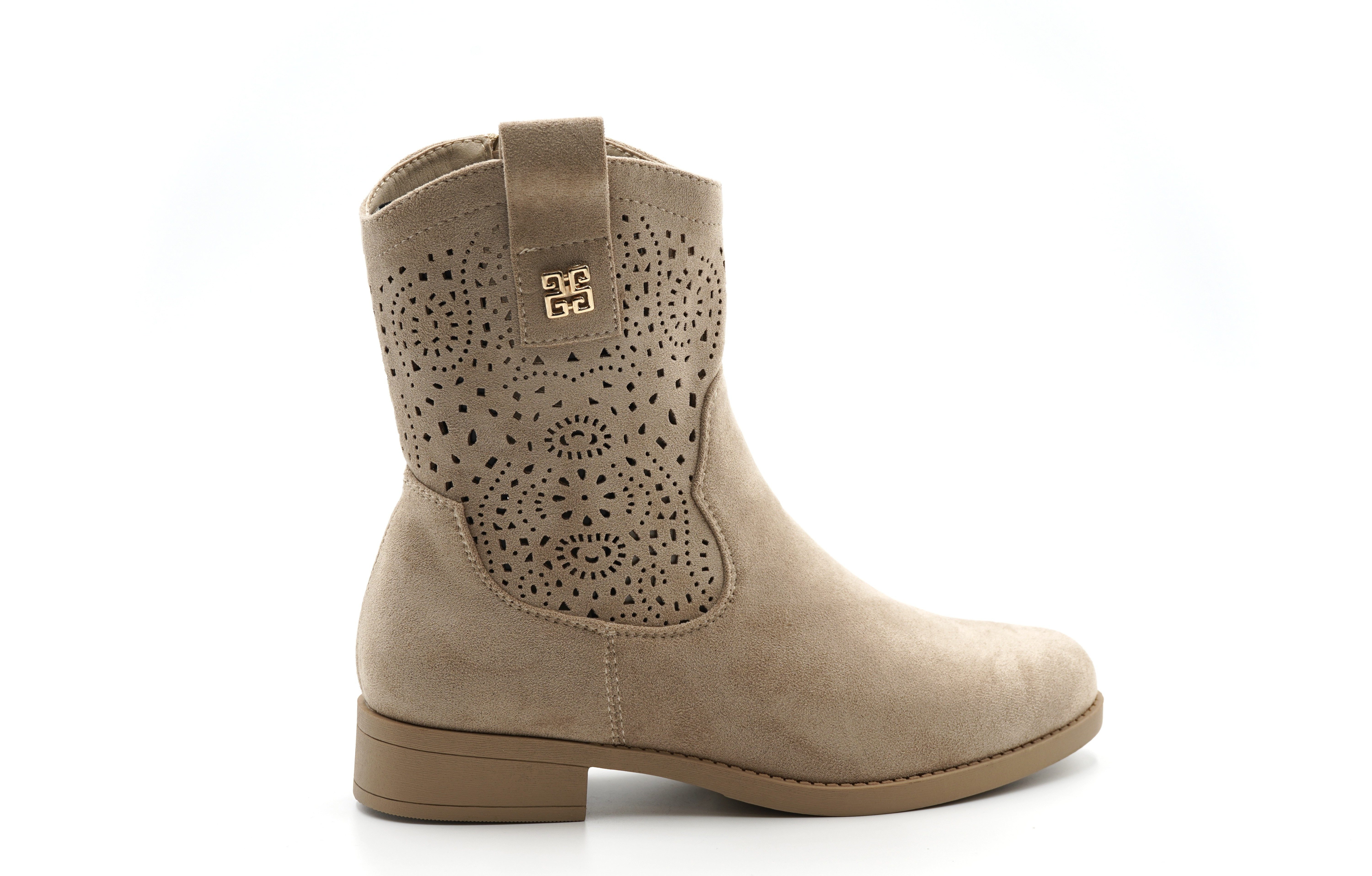 Sonderpostendiscount Damenstiefletten Modell XJ-997 Khaki mit seitlichem Reissverschluss Stiefelette