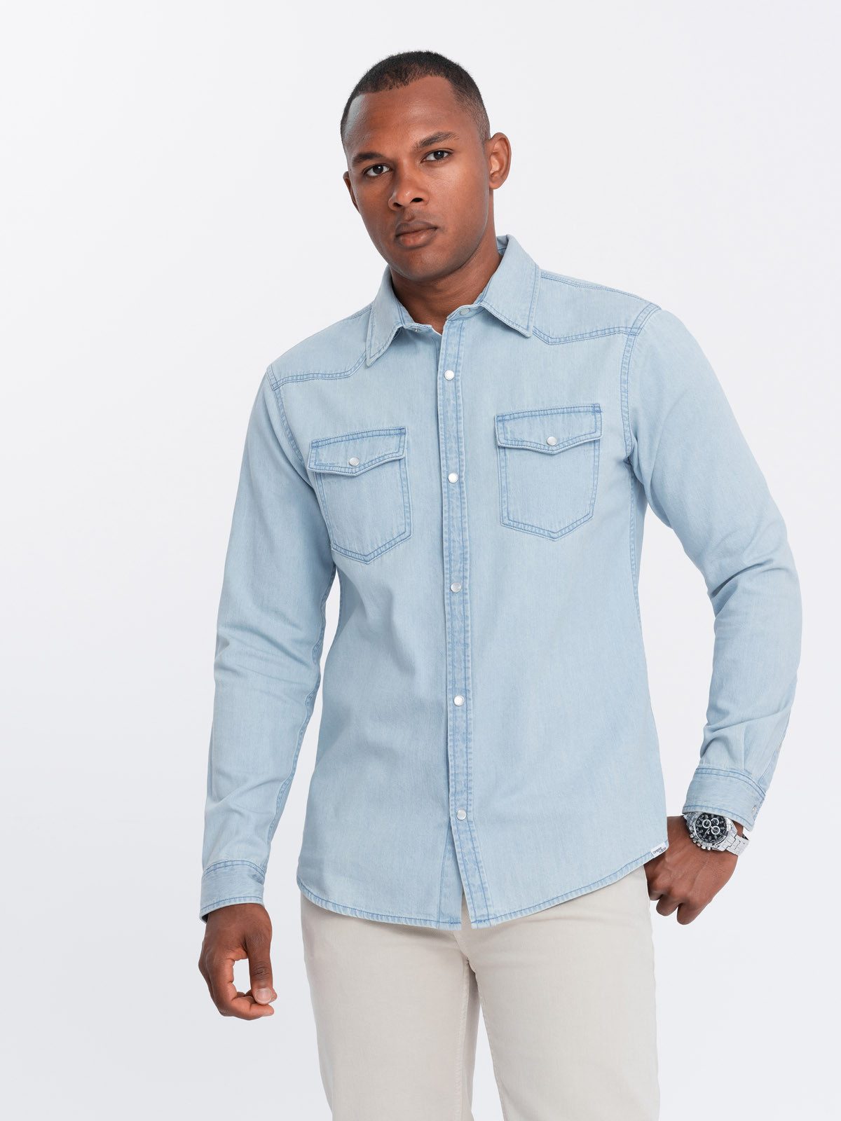 OMBRE Jeanshemd Jeanshemd mit Druckknopfverschluss günstig online kaufen