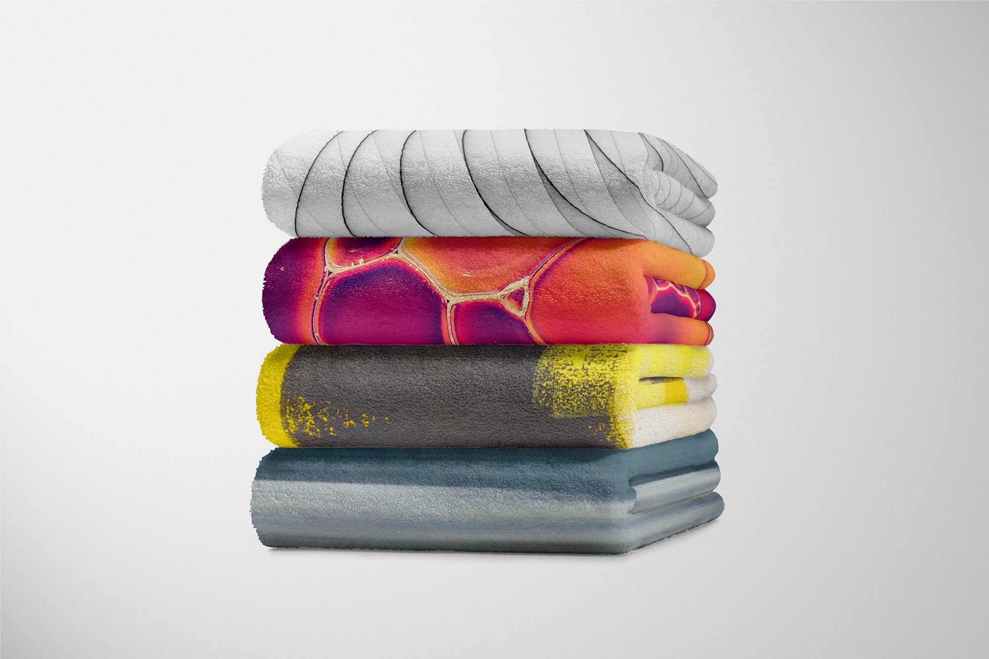 Handtücher mit Farben, Abstrakt Art Strandhandtuch Baumwolle-Polyester-Mix Gelb Saunatuch (1-St), Handtuch Kuscheldecke Fotomotiv Handtuch Sinus