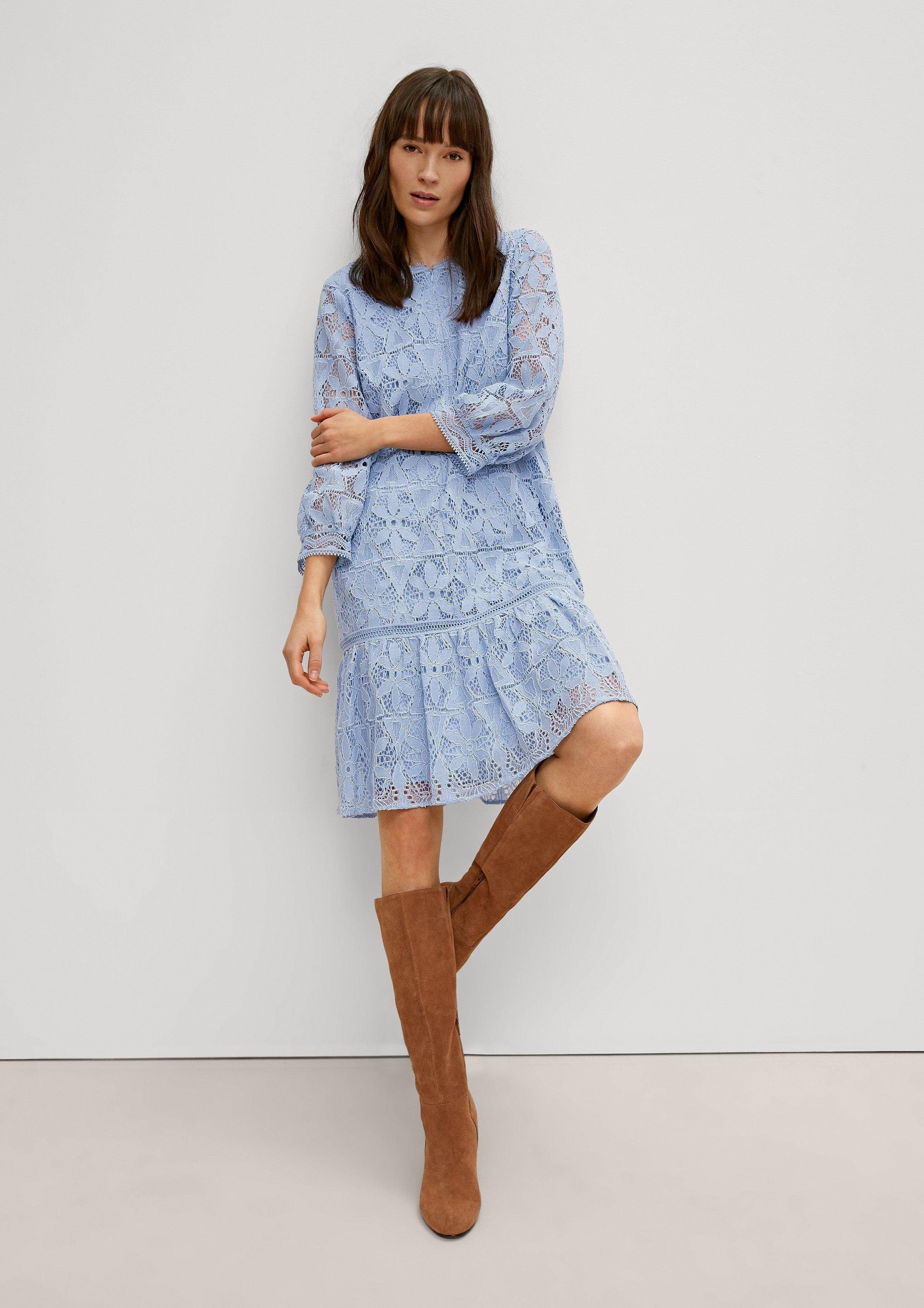 Comma Minikleid Kurzes Kleid aus filigraner Spitze sky blue