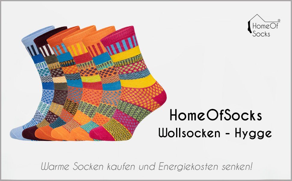 Pack 2er Orange/Pink Socken Mustern Fröhlich mit Und Damen Zehennaht Und HomeOfSocks Norweger Wollsocken Hygge Mit Für Wolle Herren Druckarmer Socken Bunten
