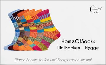 HomeOfSocks Socken Hygge Norweger Socken Für Herren Und Damen mit Wolle 2er Pack Wollsocken Mit Fröhlich Bunten Mustern Und Druckarmer Zehennaht