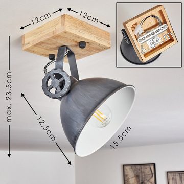 hofstein Deckenleuchte »Mot« Wandlampe aus Metall und Holz in Blau-Grau/Natur, ohne Leuchtmittel, mit verstellbarem Strahler, 1xE14, Retro/Vintage Design