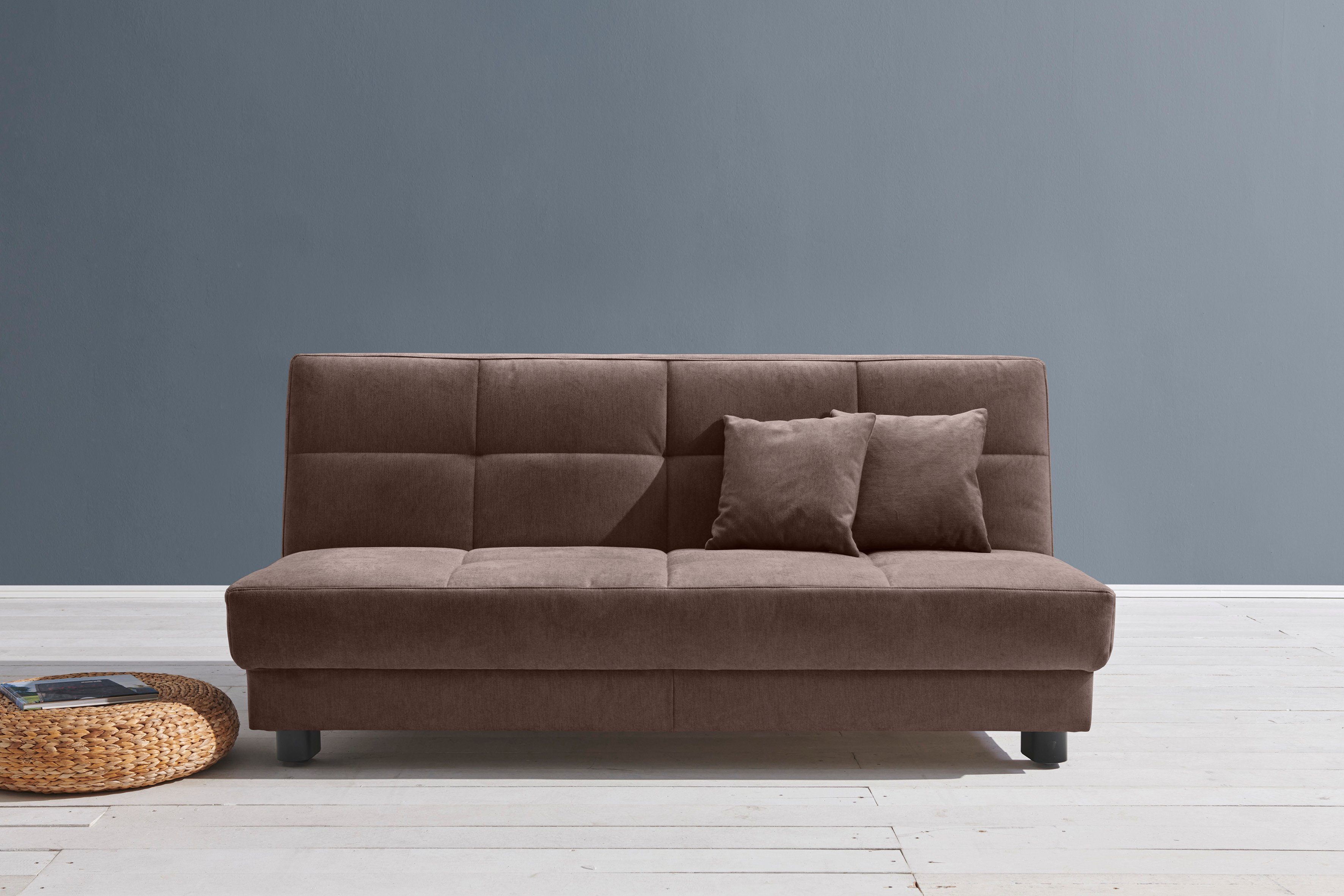 ell + ell Schlafsofa Tilda, Breite 185 cm, inkl. 2 Zierkissen dunkelbraun