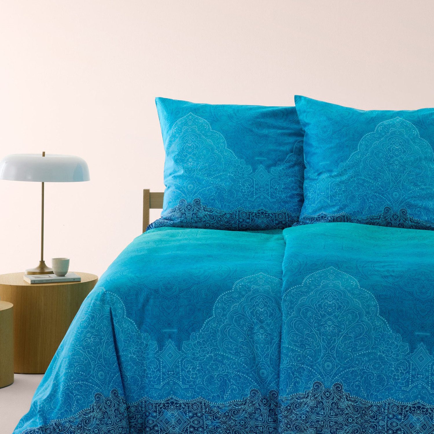 Bassetti Bettwäsche Bettwäsche Bassetti Mako Satin Dolceaqua B1 blau 135x200, Mako Satin, 2 teilig, 100% Baumwolle (Premium Mako Satin)