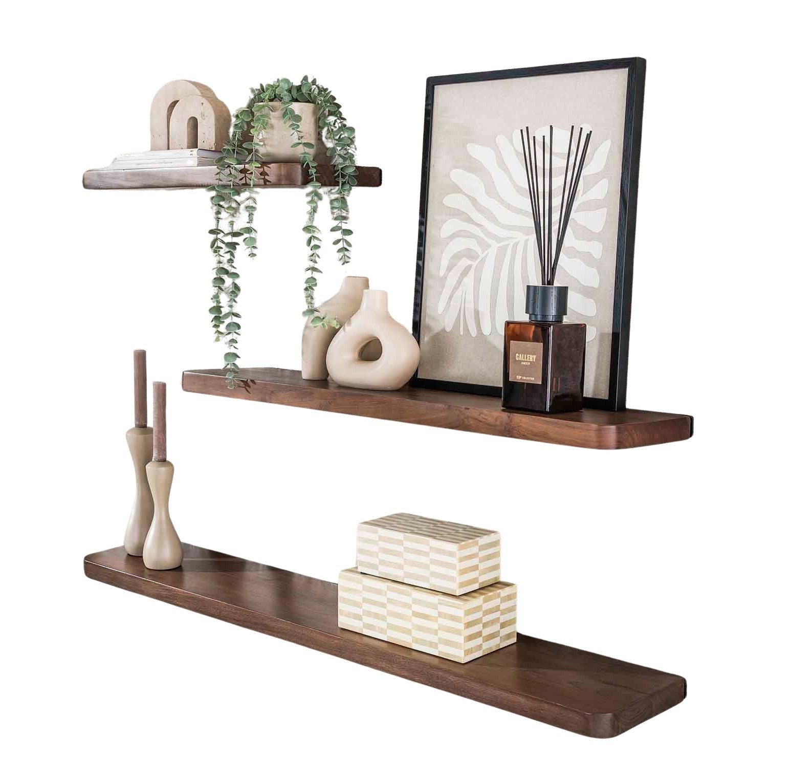 LEVEN Lifestyle Wandregal Wandregal Holzregale Dekoregale Akazie massiv braun