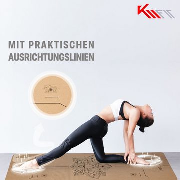 KM - Fit Yogamatte Gymnastikmatte Fitnessmatte Pilates Sportmatte Bodenmatte mit Tasche (Set), extra dick, rutschfest, nachhaltig