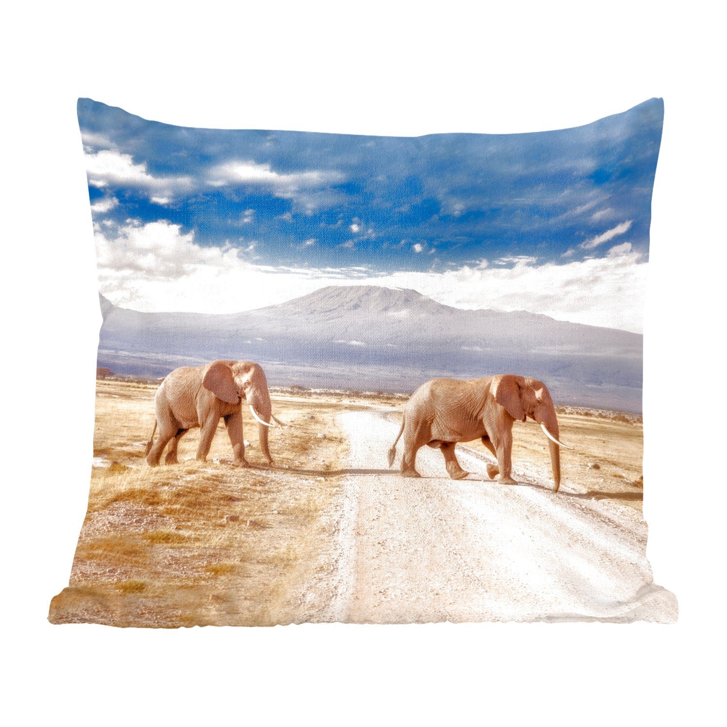 MuchoWow Dekokissen Elefant Schlafzimmer, Safari, - - Füllung Sofakissen Wolke Wohzimmer, mit Zierkissen für Deko