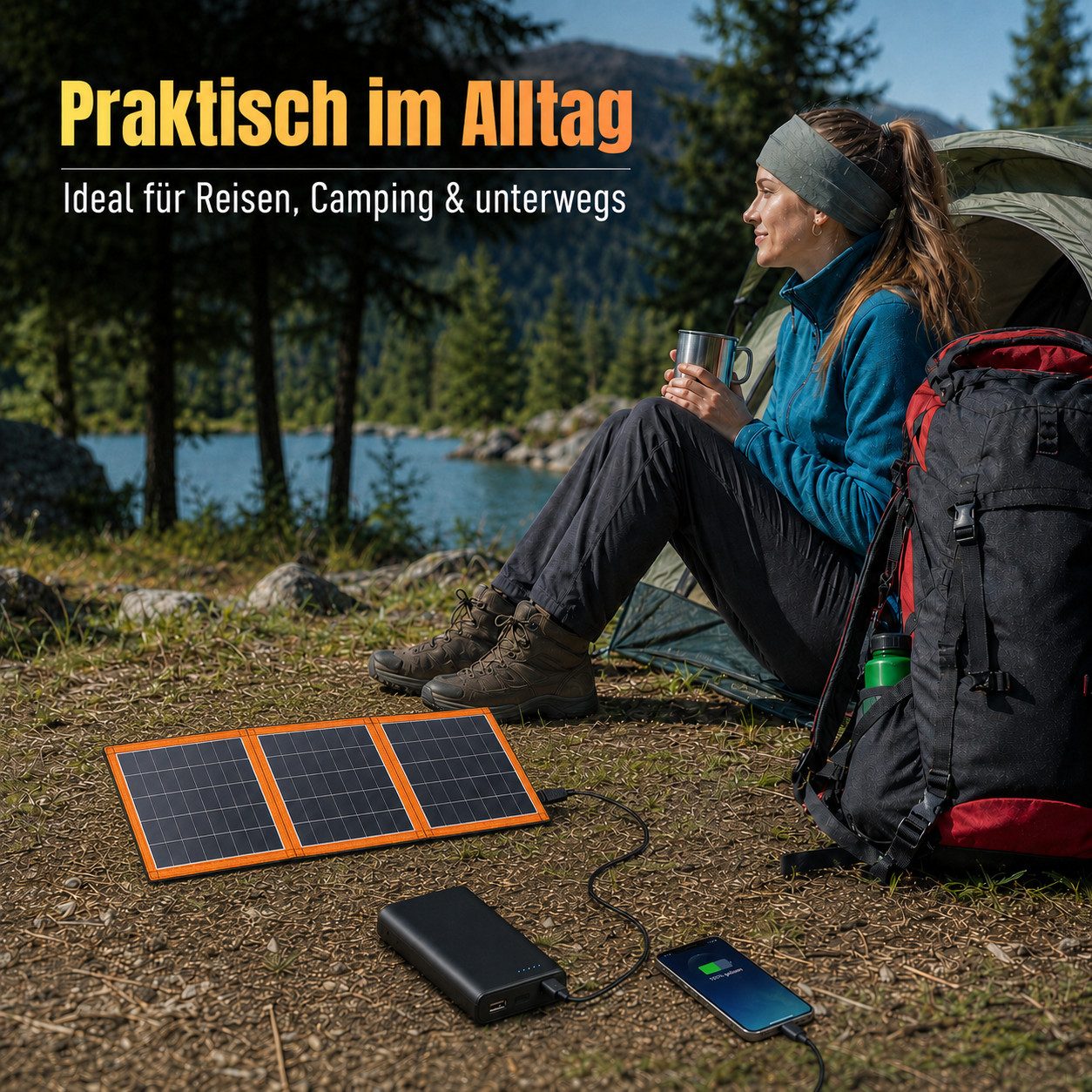 Goldstern-Tech Solarmodul Solarmate, (faltbares, kompaktes Solarpanel 30W 40W, hocheffizient mit 2 USB-Anschlüssen (bei der Leistungsvariante 40 W), ultraleicht & robust für Outdoor, Camping & Notfall-Stromversorgung