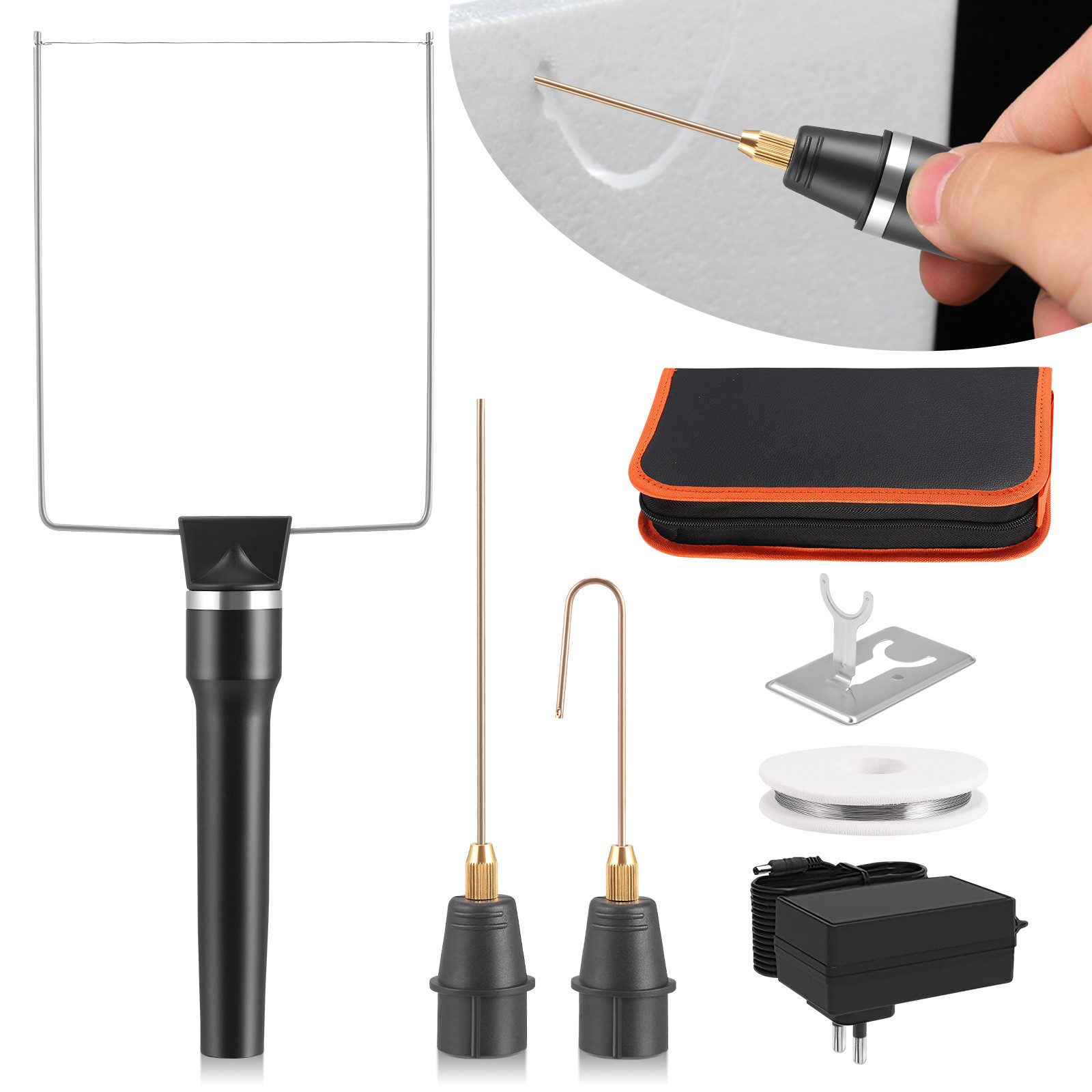 i@home Heißdrahtschneider 3-in-1-Schaumstoffschneider mit Kontrollleuchte, 7-tlg., Elektrischer Schneidestift für Styropor & Schaumstoff