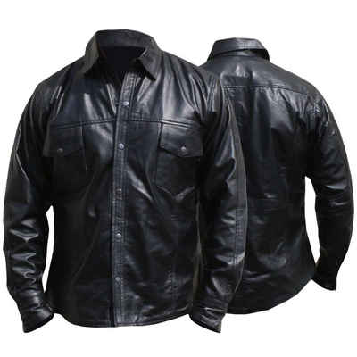 RadMasters Lederjacke Trend510 schwarz Lederhemd Hemd aus Lammnappa Leder schwarz