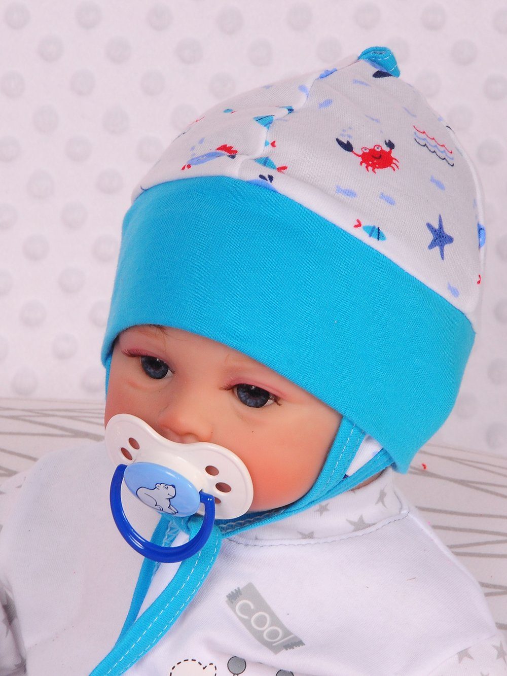 La Bortini Erstlingsmütze Mütze für Neugeborene Babymütze Baby Haube 32 34 36 38 40 42 44 aus reiner Baumwolle