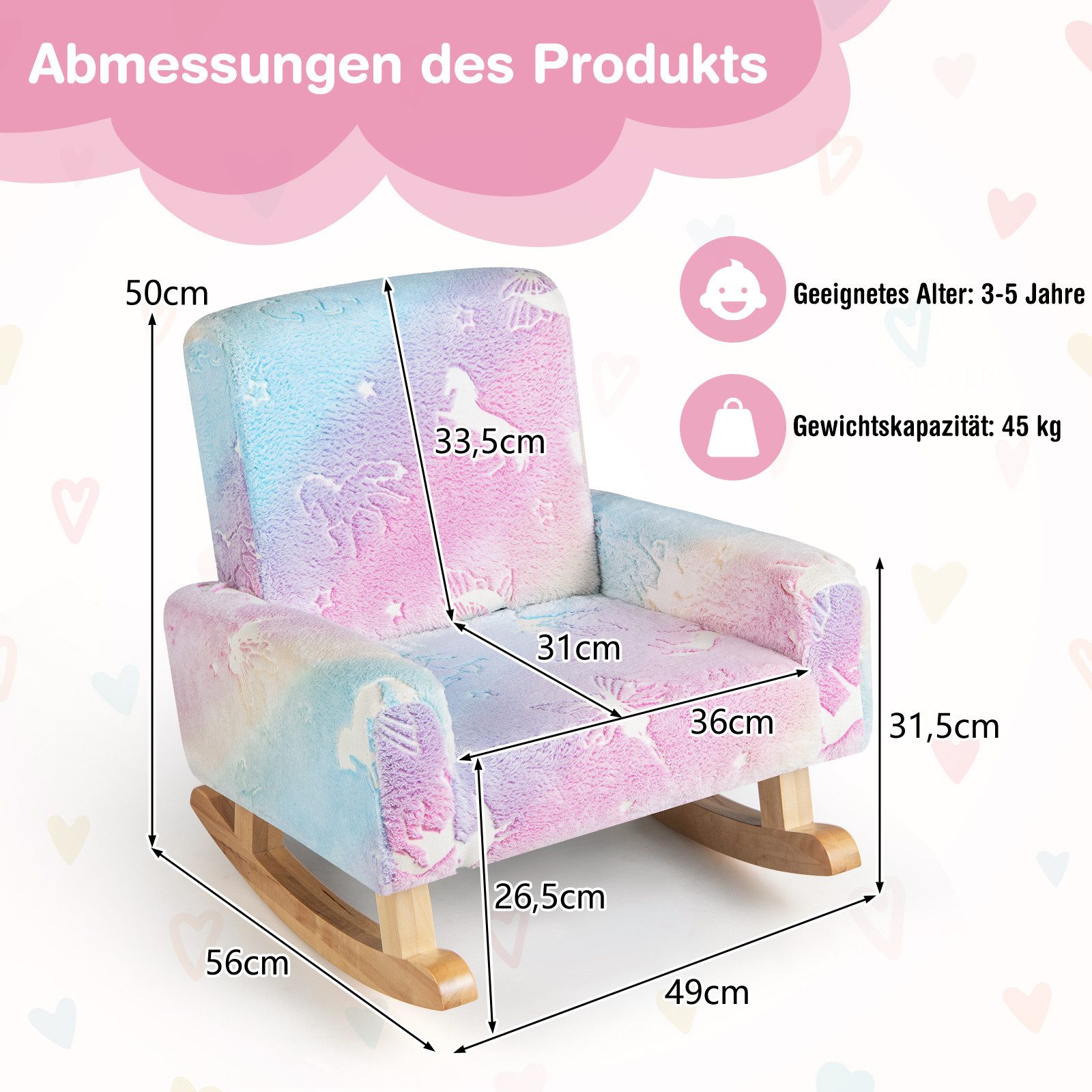 COSTWAY Kindersessel, Kindersofa, Schaukelstuhl Leuchtend günstig online kaufen