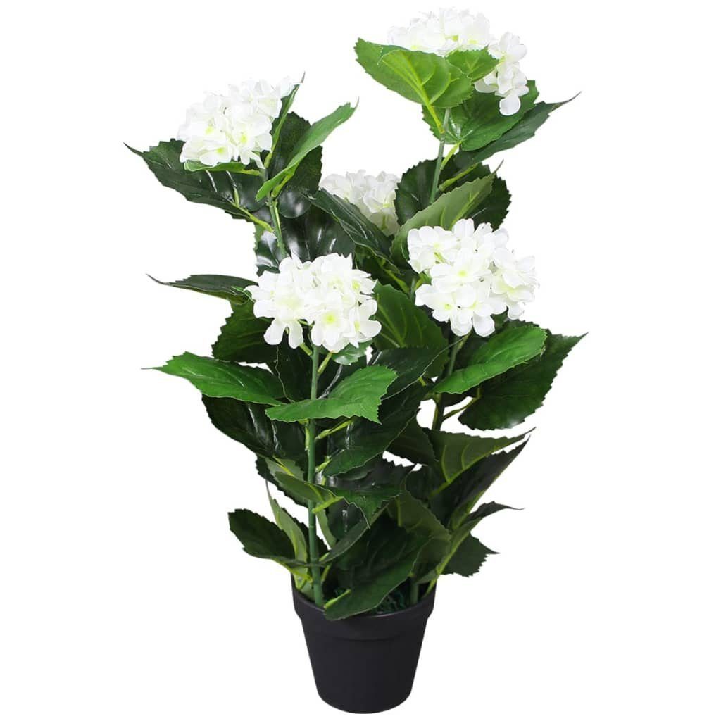 Kunstpflanze Künstliche Hortensie mit cm cm furnicato, 60 Topf 60 Höhe Weiß