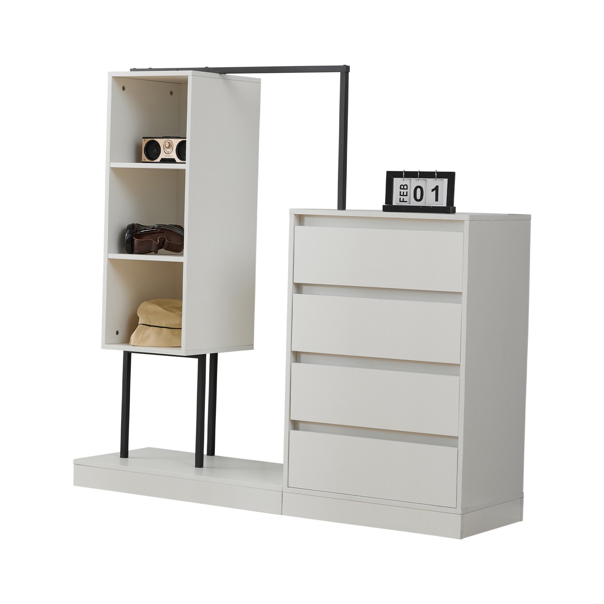 OKWISH Garderoben-Set mit mehrere Stauraumzonen, (Schubladenschrank, günstig online kaufen