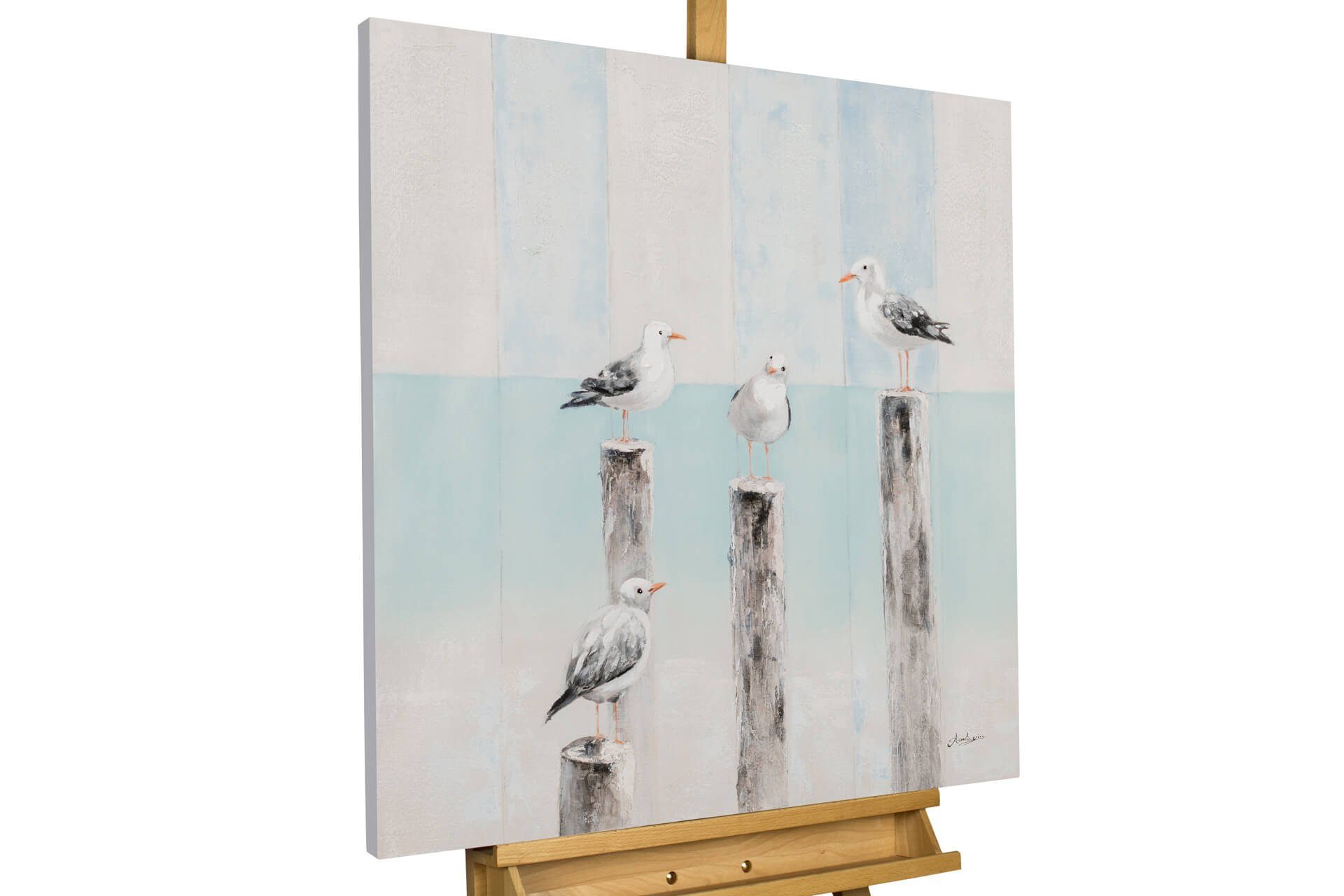 KUNSTLOFT Картина Ostseesehnsucht 80x80 cm, Leinwandbild 100% HANDGEMALT Wandbild Wohnzimmer