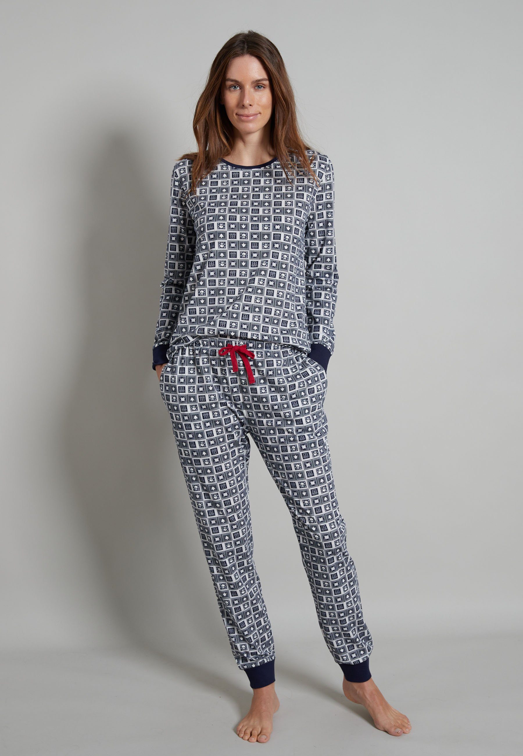 TOM TAILOR Pyjama TOM (1 Pyjama TAILOR bedruckt Damen blau tlg)