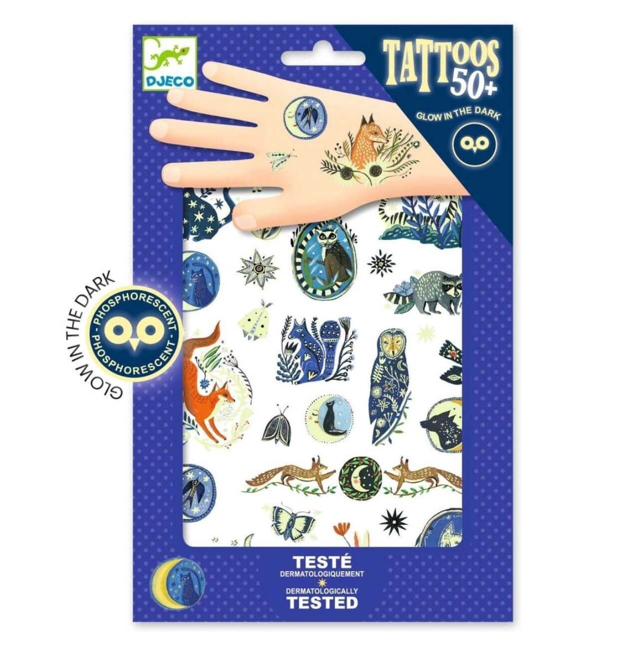 DJECO Kindertattoo Tattoos: Nachtschimmer - Glow in the dark