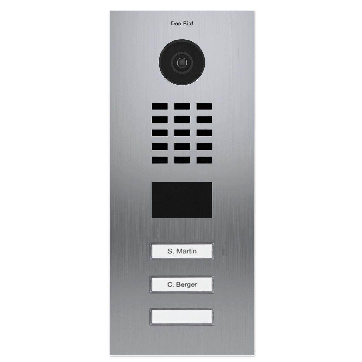 DoorBird Video-Türsprechanlage DoorBird - Video Türstation D2103V mit 3 Klingeltasten (Außenbereich, Haustür, Eingangsbereich, Smarte Video Türsprechanlage mit App-Steuerung, Ethernet / PoE)