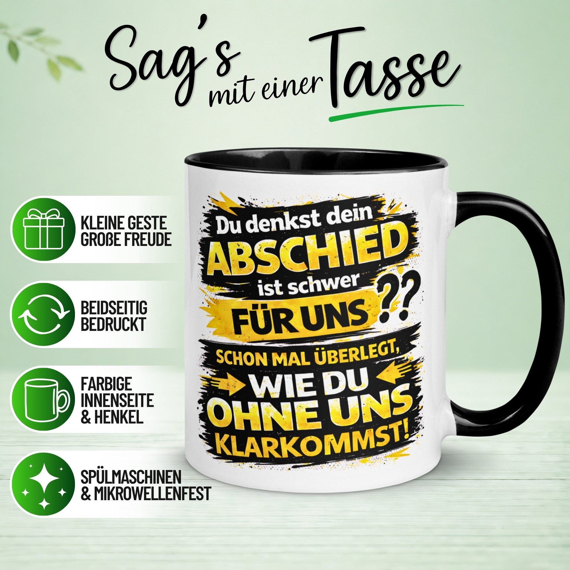 Momentals Tasse Zum Abschied Kollege – „Du denkst DEIN Abschied ist schwer“ – Geschenk, Gratis Versand · Links-&Rechtshänder · Spülmaschinenfest