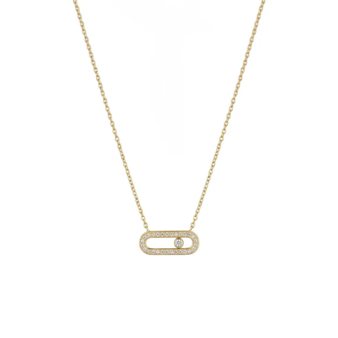 Suzan Gold Kette mit Anhänger Oval Crystal Halskette 925 Sterling Silber – Elegante Silberkette mit