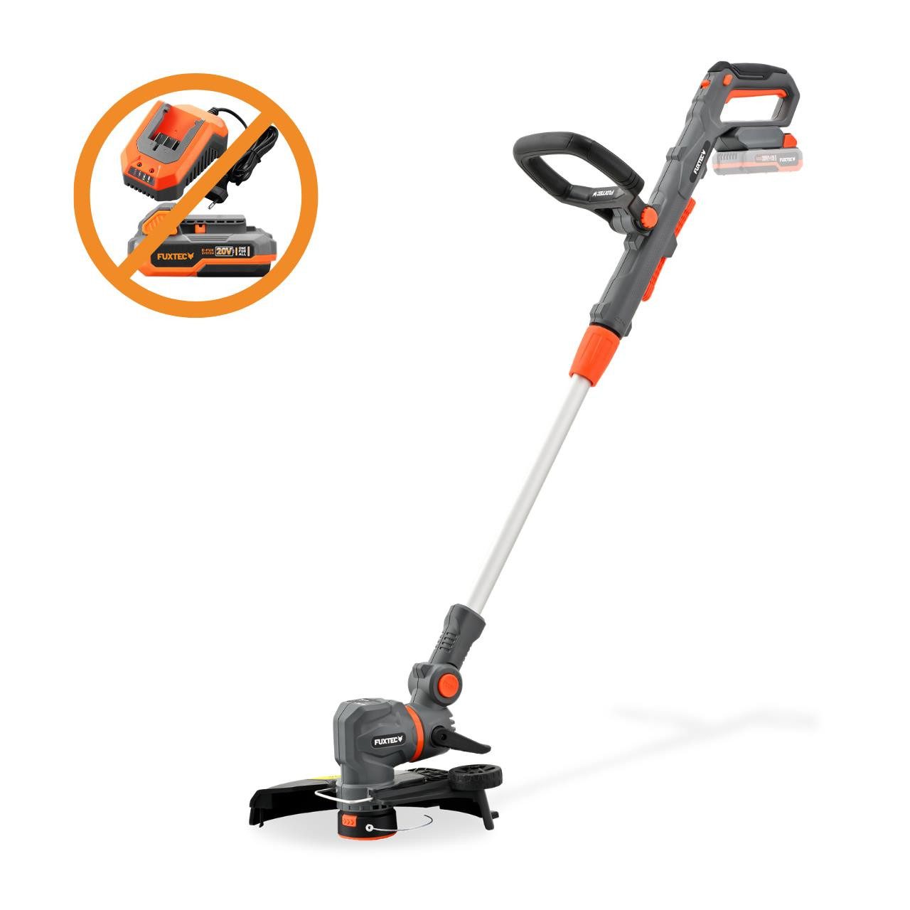 FUXTEC Akku-Motorsense FX-E1RT20PRO, 28 cm Arbeitsbreite Messer, drehbarer Schneidkopf, Teleskopstiel, Faden- und Messer
