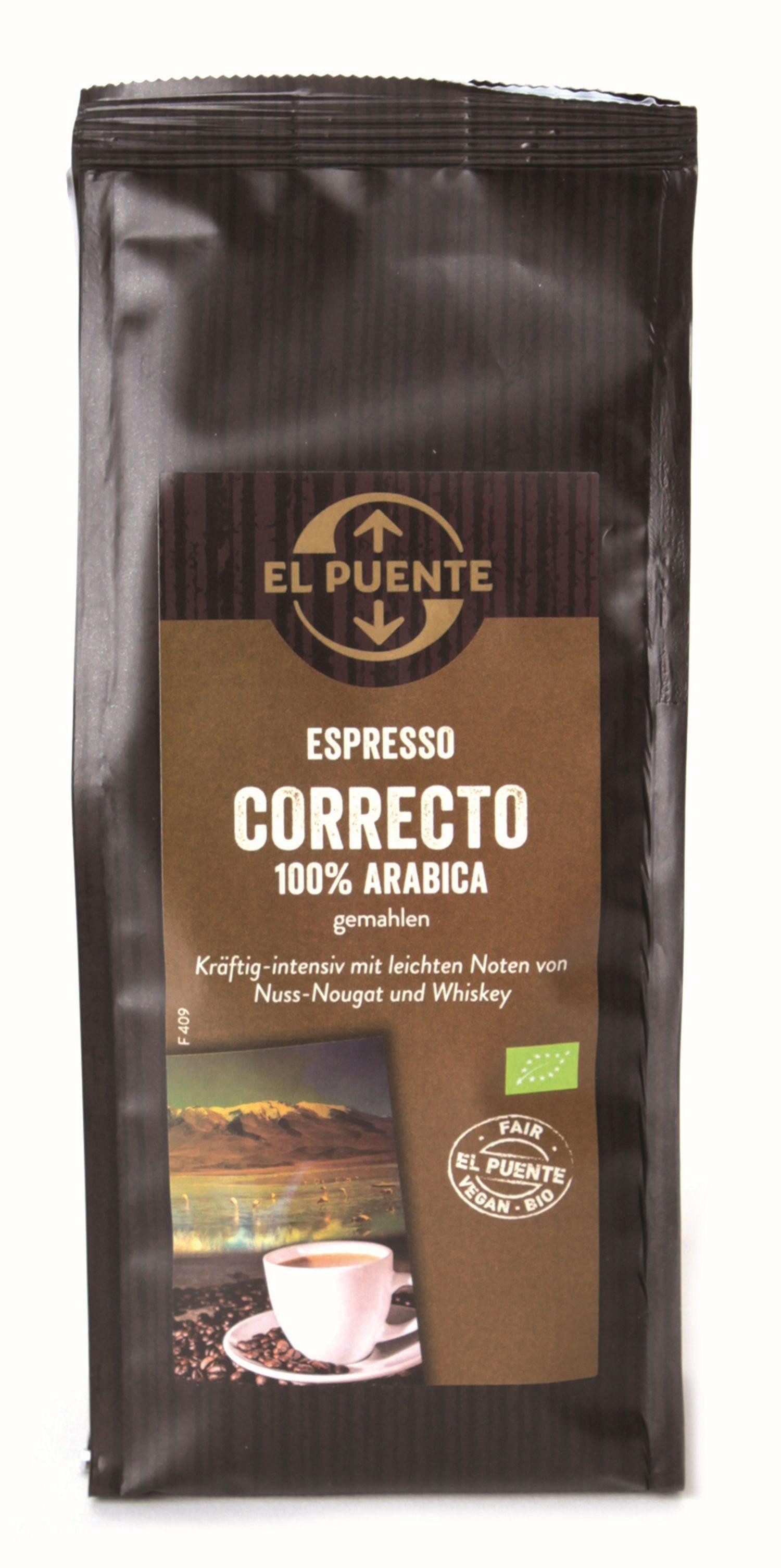 El Puente Kaffee Correcto - Bio-Espresso gemahlen 250 g, Fair Trade, Vegan, Bio, Fair Trade