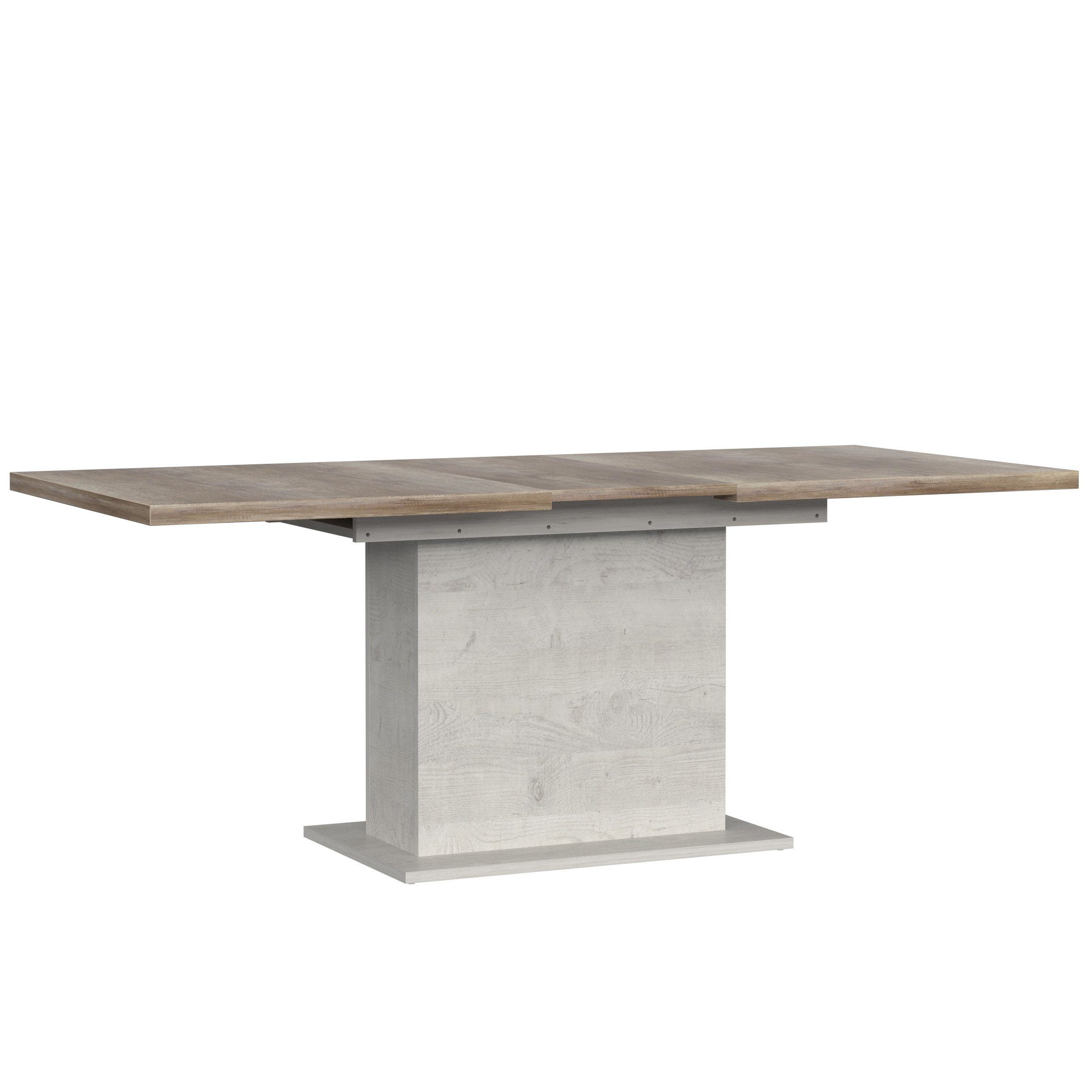 Newroom Esstisch Pinie Weiß 160 cm, Esstisch Pinie Weiß Modern Ausziehbar Tisch Esszimmer