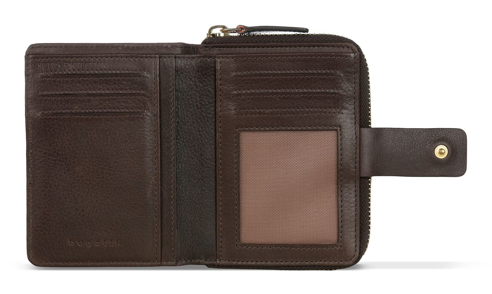 bugatti Geldbörse Lady Zip Around Wallet, aus echtem Rindsleder mit RFID-Blocker Schutz