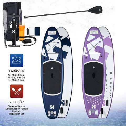 HOME DELUXE SUP-Board MOANA, (inkl. Paddel, Reparatur-Kit, Transporttasche, Luftpumpe), Doppelkammer, Stand Up Paddle Board