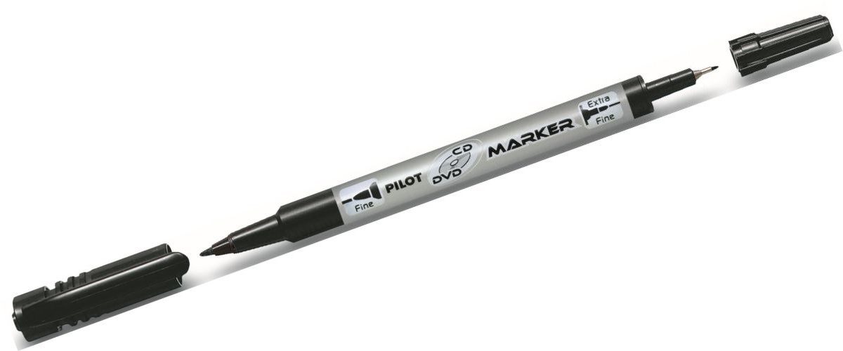 Pilot Pen Permanentmarker CD/DVD-Marker Twin 0,3/0,5mm Rundspitze schwarz