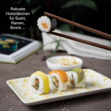 Moritz & Moritz Tafelservice Moritz & Moritz Gourmet - Sushi Set 10 teilig gelbe Strahlen (8-tlg), 2 Personen, Porzellan, Geschirrset für 2 Personen