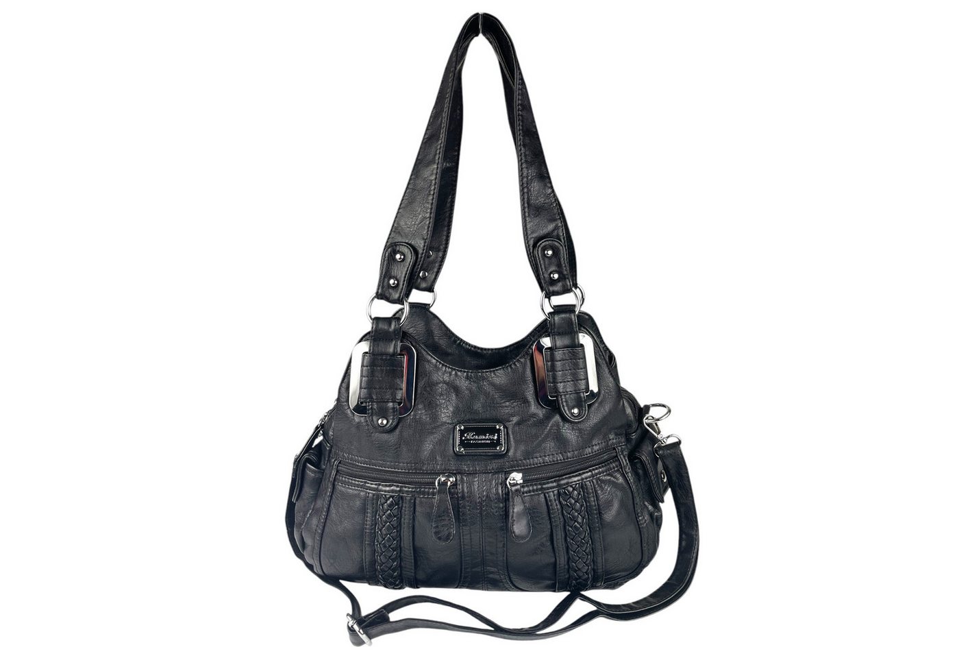 Taschen4life Schultertasche mittelgroße Damen Handtasche mit Fächern 0038, 2 Hauptfächer, mehrere kleine Fächer, abnehmb. Trageriemen
