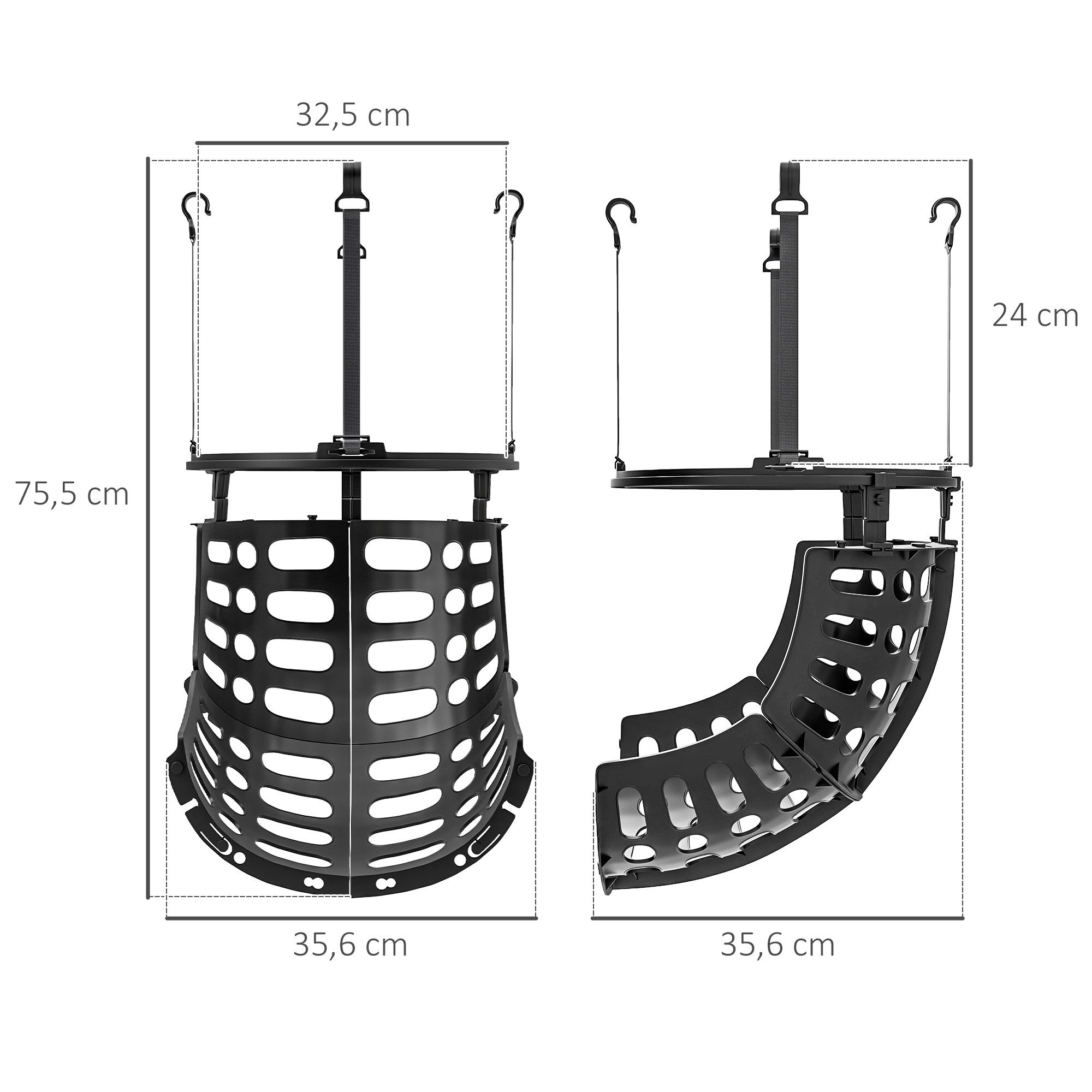 SPORTNOW Basketballkorb 360° drehbarer Rücklaufaufsatz (Basketball-Rücklaufaufsatz, 1-St., Basketball-Rebounder), mit Rückprallrampe, Indoor-Outdoor, Schwarz