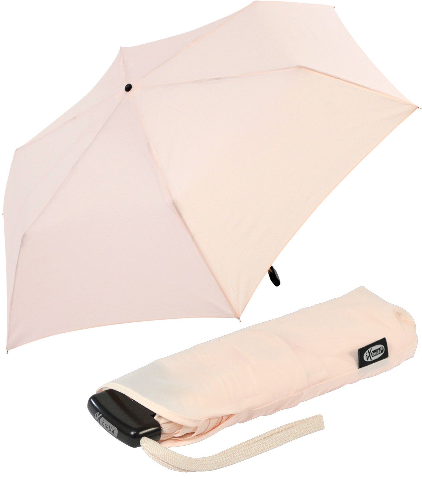 hoch, 2,5cm iX-brella nur super Steel Taschenregenschirm Flat extra-flach hellrosa flacher Minischirm