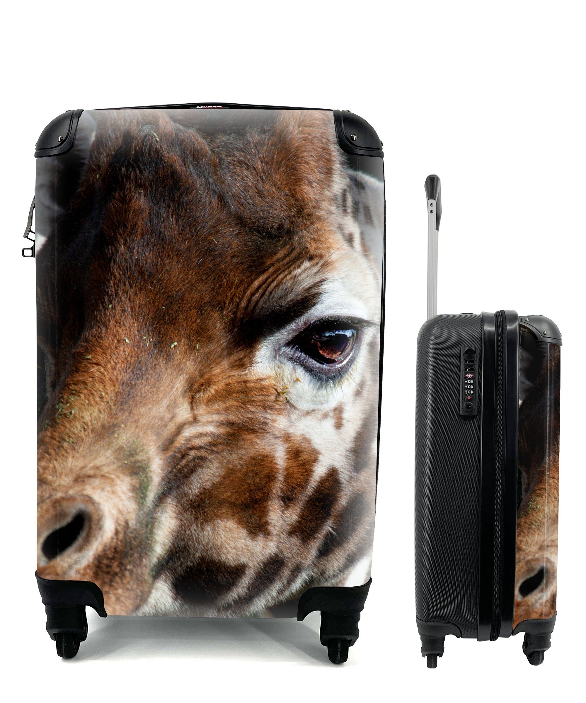 MuchoWow Handgepäckkoffer Giraffe - Leicht - Schwarz, 4 Rollen, Reisetasche mit rollen, Handgepäck für Ferien, Trolley, Reisekoffer