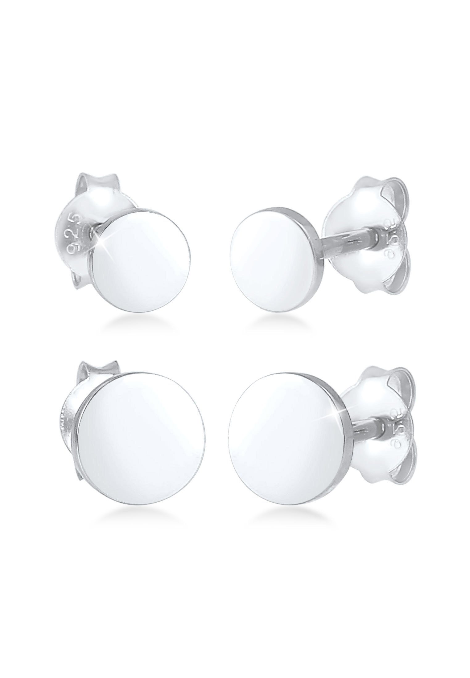 Ohrring-Set Disc Plättchen Kreis Basic 2er Set 925 Silber